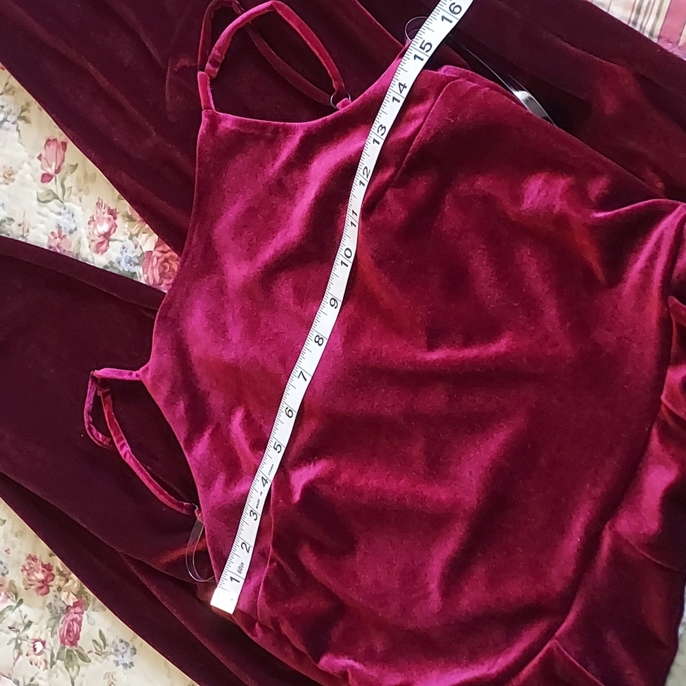 Crushed Red Velvet Jumpsuit, NWT - Picture 3 of 10